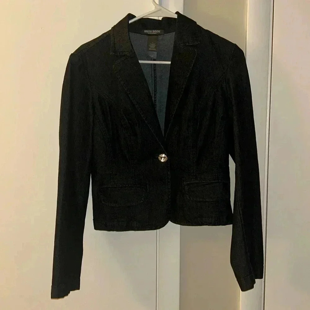 Y2K Bisou Bisou dark jean blazer size 8